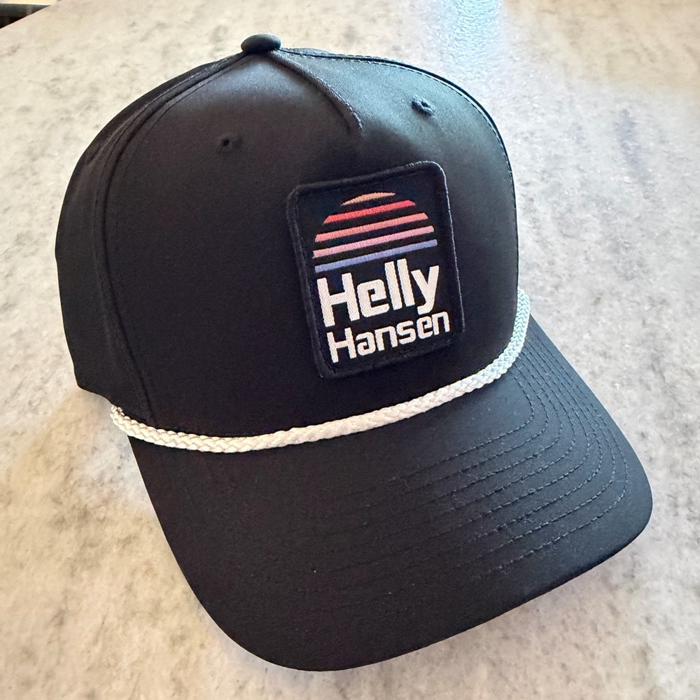 Helly Hansen Black Cap with White Rope Detail, NWT